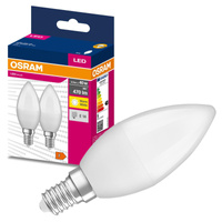 2x LED žárovka E14 B35 4.9W = 40W 470lm 3000K Teplá bílá 220° OSRAM HODNOTA