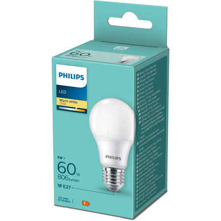 LED žárovka E27 A60 8W = 60W 806lm 2700K teplá bílá 180° Essential Philips