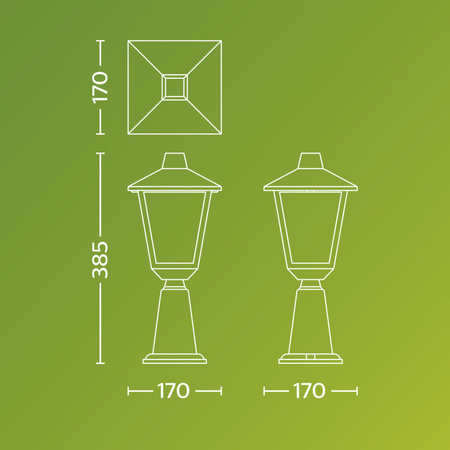 Zahradní lampa venkovní PIPE 38,5cm LATARNIA E27 IP44 Kinno Philips