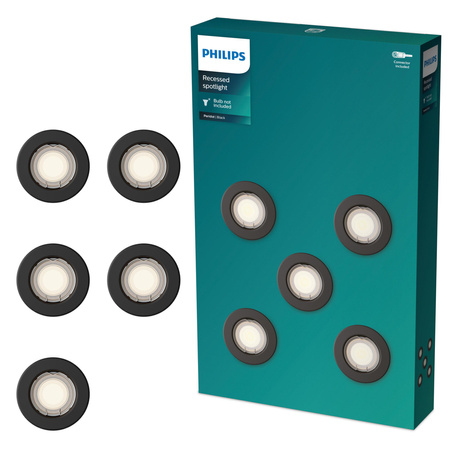 5x LED GU10 zapuštěná pod omítku pevná hliníková kulatá černá Peridot Philips