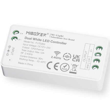 LED CCT stmívač přijímač pro LED páskové osvětlení 12-24V DC 12A FUT035S MI-LIGHT