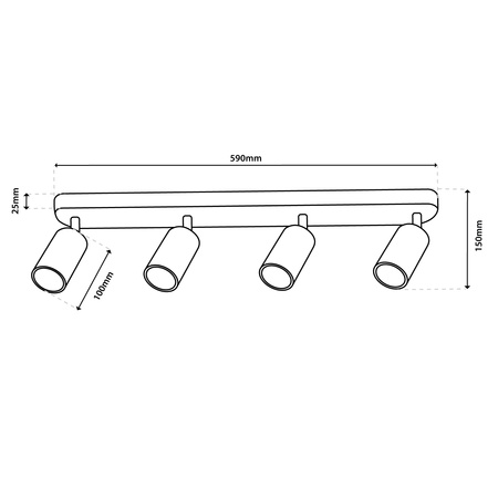 Stropní svítidlo SPOT TUBA Reflektor Halogenové svítidlo 4x GU10 TABULA LUMILED