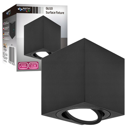 Přisazené HALOGENOVÉ Movable GU10 Square Black Fixture 84mm