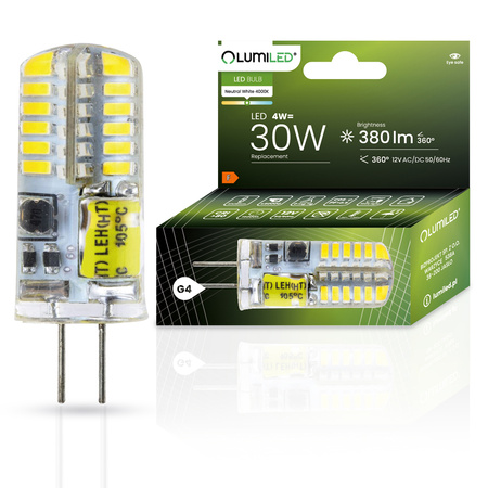 G4 LED žárovka KAPSLE 4W = 30W 380lm 4000K Neutrální bila 360° LUMILED