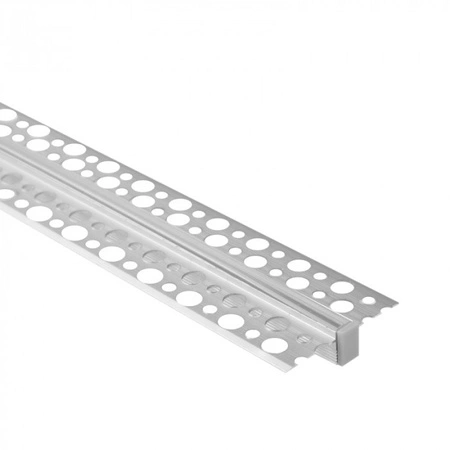 Zapuštěný eloxovaný hliníkový LED profil pro sádrokarton REGIPS 1m s průhledným difuzorem pro LED pásky + krytky Ecolight řady GPW