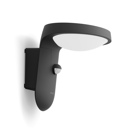 Solární zahradní lampa LED nástěnná lampa TYLA IR 1.2W 3000K IP44 s pohybovým a soumrakovým senzorem antracit PHILIPS