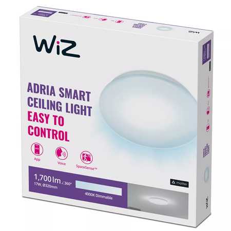 Plafond LED stropní světlo pro povrchovou montáž 17W 1700lm 4000K neutrální 32cm bílé kulaté Smart SMART WiFi Bluetooth aplikace Adria WiZ