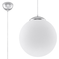 UGO E27 Závěsné stropní svítidlo s převislým skleněným kulovým stínidlem 40 cm Classic Silver and White SOLLUX