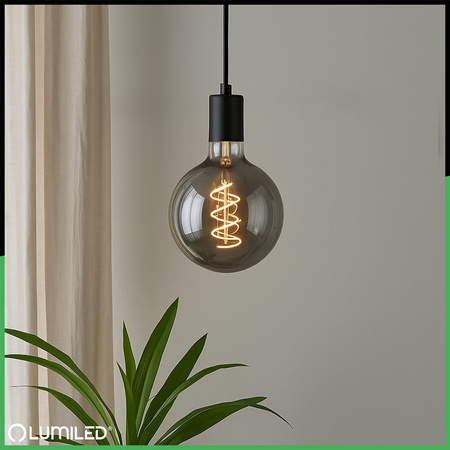Žárovka Dekorativní Kulka LED E27, G95 6W = 50W 420lm 2200K Teplá bílá 360° Filament Globe Smokey LUMILED