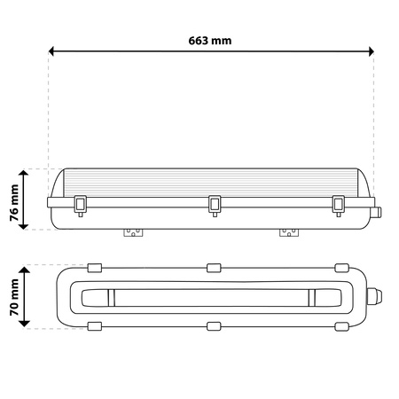 LED svítidlo 60cm T8 G13 IP65 HERSO Lumiled v nehořlavém provedení