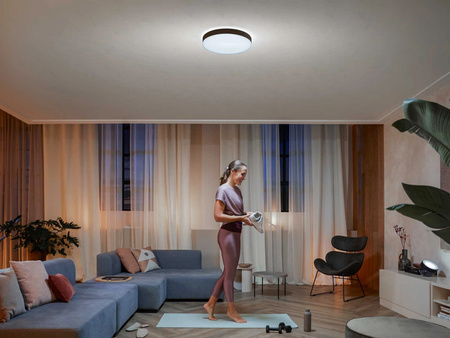 LED stropní podhled Enrave černý 33,5W 42,5cm CCT PHILIPS HUE Bluetooth + stmívač