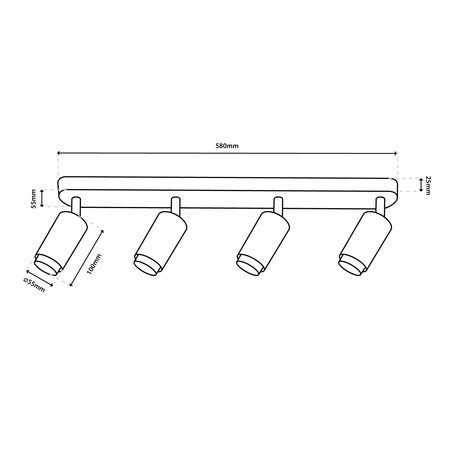 Reflektorové stropní svítidlo 4x GU10 ELIGIS Black LUMILED