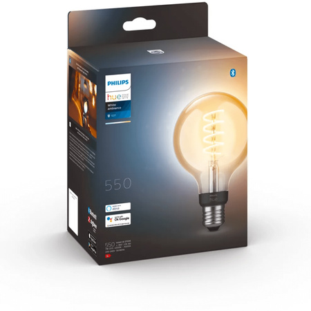 LED Globe E27 G95 7W CCT PHILIPS HUE White & Ambiance Filament Bluetooth Zigbee žárovka