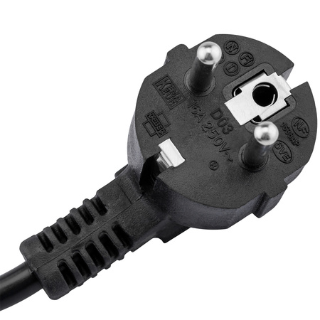 Zástrčka napájecího prodlužovacího kabelu - zásuvka s uzemněním 1.5m 3x1.0mm 13A Černá ECOLIGHT