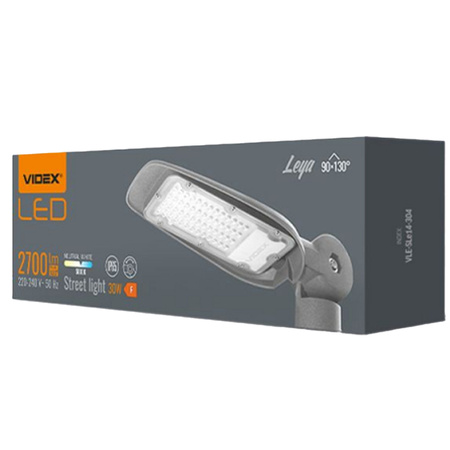 Pouliční lampa LED 30W 2700lm 5000K Neutrální 130° 0,14A Šedá VIDEX