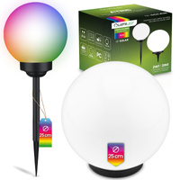 LED ATRIS Solární zahradní lampa poháněná nadzemní bílou koulí 25 cm RGB LUMILED