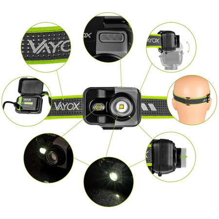Dobíjecí čelovka 800LM CREE + SMD PRO SERIES VA0196 VAYOX