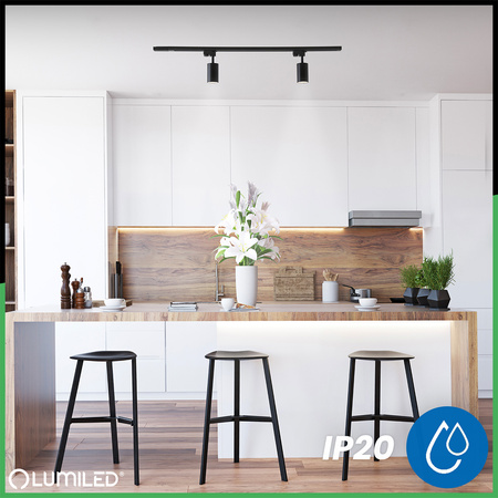 Osvětlovací lišta 1m + 2x reflektor lištový, GU10 Černá SAGI LUMILED