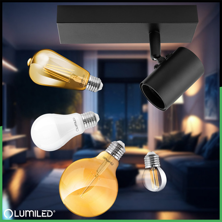 Nástěnné svítidlo LED Spot E27 GLASA Black Lumiled