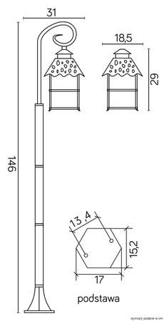 Venkovní zahradní lampa LANTERN E27 Cadiz K 5002/1/Z 146cm černá Su-Ma