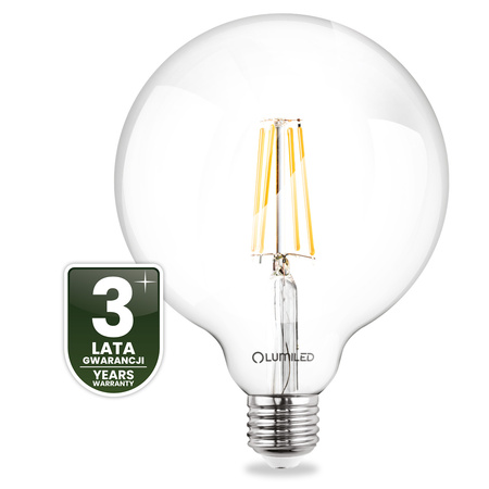 3x LED žárovka E27 Sphere G125 7W = 60W 806lm 4000K Neutral 360° FILAMENT LUMILED