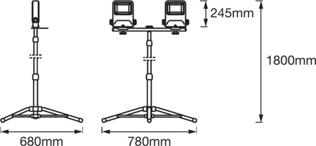 Reflektor LED 2x50W 4500lm 4000K IP65 na stojanu LEDVANCE PRACOVNÍ SVÍTIDLO TRIPOD Pracovní přenosný