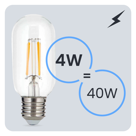 LED žárovka E27 T45 FILAMENT 4W = 40W 470LM 3000K teplá bílá 360° Dekorativní LUMILED