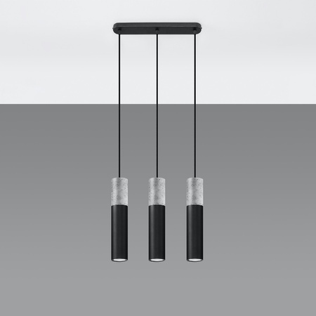 BORGIO 3L 3xGU10 Loft Závěsné stropní svítidlo černé šedé SOLLUX