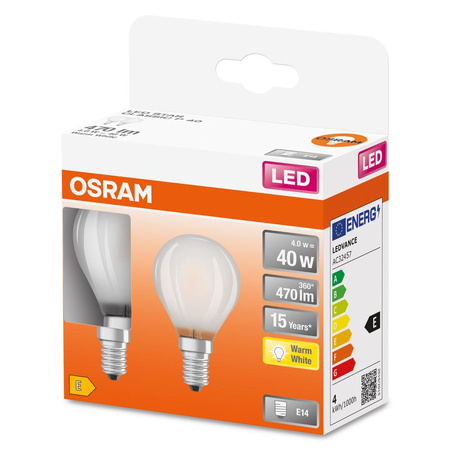 2x LED žárovka E14 P45 4W = 40W 470lm 2700K Teplá bílá 300° OSRAM Star