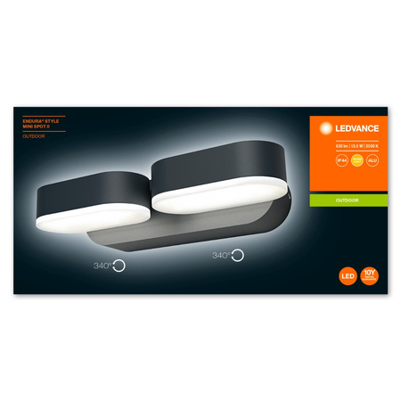 Nástěnné venkovní fasádní svítidlo pohyblivé 13W 630lm 3000K Endura Style Mini Spot LEDVANCE