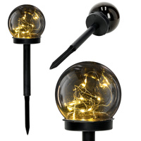 Solární zahradní tyč Venkovní stojící LED 3000K teplá IP44 černá koule Kobi