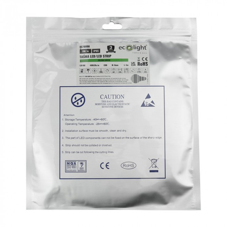 LED pásek COB 9W/m 480LED/m 12V zelený IP65 Roll 5m Ecolight