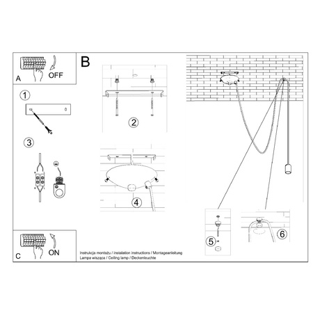 EDISON 1 LONG E27 Závěsné stropní svítidlo 3m Loft Black SOLLUX
