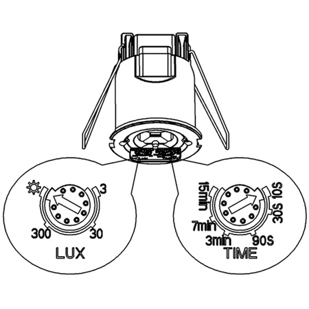PIR pohybový a soumrakový senzor. zapuštěný 360°. 8m. vnitřní bílý