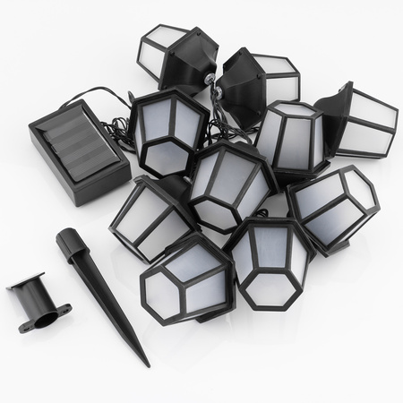 LED Solární řetěz, 10x LED Lucerny 3.8m 3000K Teplá bílá ARIA LUMILED