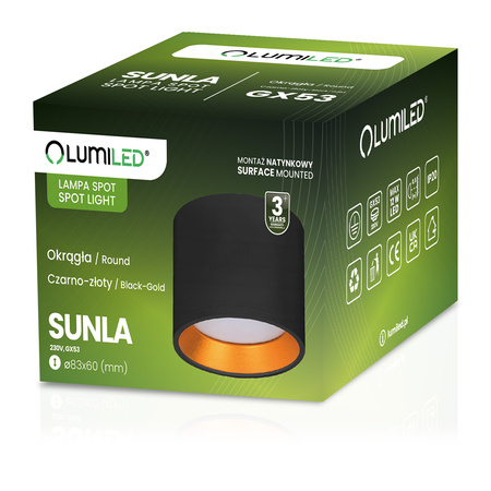 Povrchové svítidlo HALOGEN SUNLA Tuba Gx53 LED Spot nástěnné svítidlo Waltz Black and Gold LUMILED