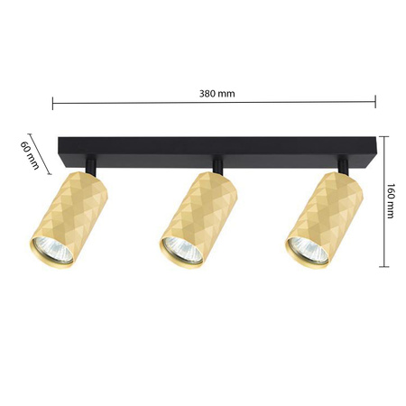 Spot Tuba Reflector Halogenové stropní svítidlo 3x GU10 Moving Black Gold Glamour Masterled