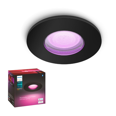 LED Xamento 5,7W IP44 CCT RGB Kruhové černé svítidlo do koupelny PHILIPS HUE Bluetooth