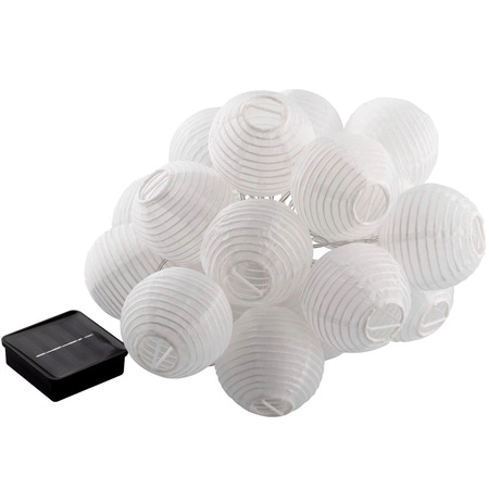 LED Solární řetěz, 20x LED Ozdobné Lucerny 7.59m Teplá bílá 3000K RISA LUMILED