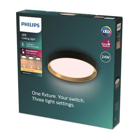 Stropní svítidlo LED Plafond 24W 2700lm 2700K SceneSwitch Black Hanno Philips