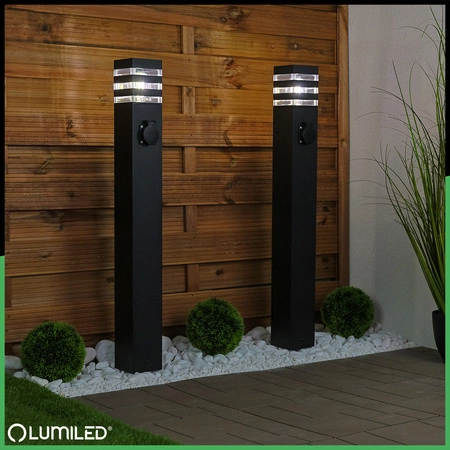 Venkovní zahradní lampa E27, LED se zásuvkou sloupek 80cm TAXUS 2 LUMILED