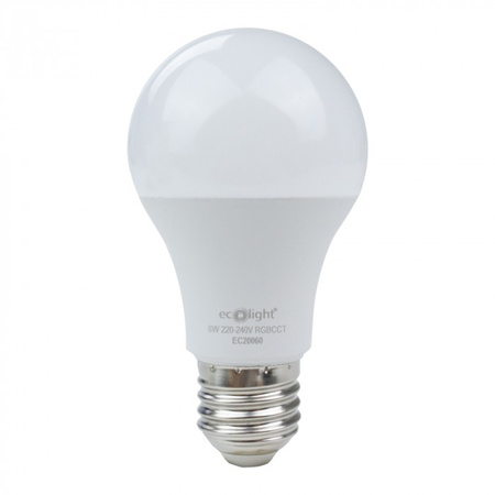 LED žárovka A60 E27 8W 800lm Multicolour RGB + CCT Dimmable Pilot Ecolight