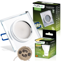 Skleněné Podhledové svítidlo GU10, MR15 Stálá Čtvercová ARIEL + LED GU10, 6W 3000K 120° LUMILED
