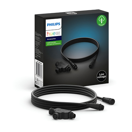 Venkovní prodlužovací kabel Propojovací kabel 2,5 m + T-konektor IP67 Černá PHILIPS HUE