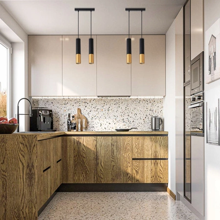 KEON 2xGU10 Nastavitelné stropní závěsné svítidlo černé a zlaté MASTERLED