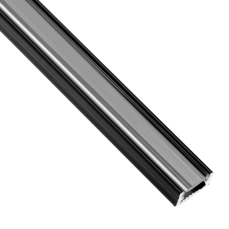 Povrchový Hliníkový Profil pro LED Pásky, Násuvný 2m Černá MINI + Průhledná Krytka LUMILED