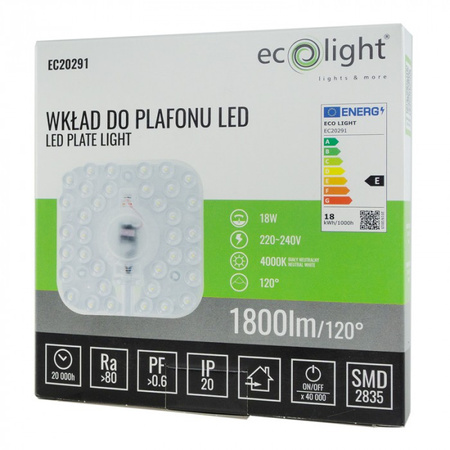 Náplň LED modulu pro panelovou lampu Plafond 18W 4000K neutrální barva 1800lm Ecolight