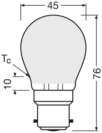 LED žárovka P45 B22d 4,8W = 40W 470lm 2700K Teplá bílá FILAMENTNÍ STMÍVATELNÁ LEDVANCE
