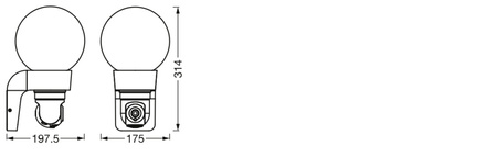 Zahradní lampa E27 Elevační nástěnná lampa IP44 SMART+ WiFi s kamerou a kamerovými globusovými senzory LEDVANCE