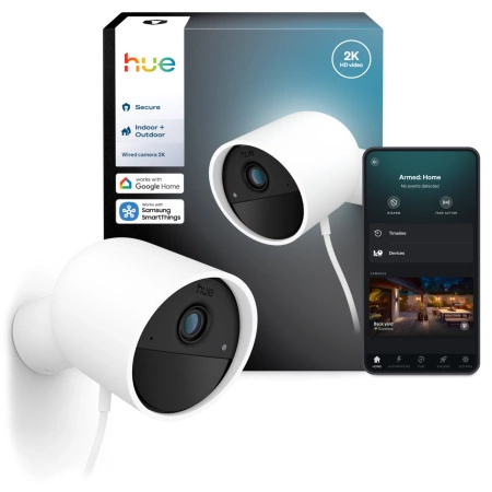 IP 2K QHD 1440p CMOS White Zigbee WiFi SMART bezpečnostní kamera Venkovní kabelová kamera Secure Philips HUE